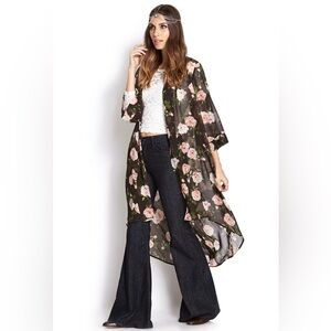 Forever 21 Enchanted Rose Maxi Cardigan RARE